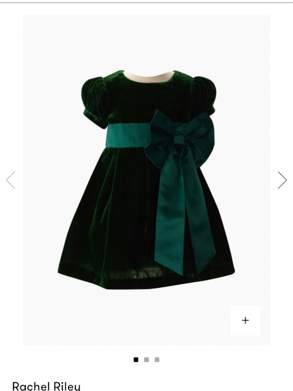 Baby Crushed Velvet Bow Ribbon Tie Short Puff Sleeve Dress, Green - Size: 18m